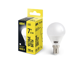 Лампа светодиодная G45 шар 7Вт 230В 4000К E14 IEK LLE-G45-7-230-40-E14