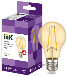 Лампа светодиодная A60 груша золото 11Вт 230В 2700К E27 серия 360° IEK LLF-A60-11-230-30-E27-CLG