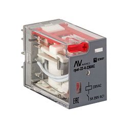 Реле промежуточное с кнопкой и мех. Индикацией RPAt 22/4 5A 230В AC EKF rpat-22-4-230AC