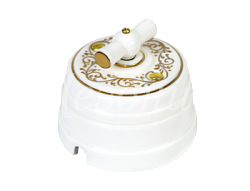 Выключатель ретро поворотный на два положен (1-клавишный, в комплекте с подъемной рамкой D70x60),  GE70404-01EL