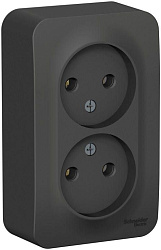 Розетка 2-м ОП Blanca 16А IP20 250В без заземл. без защ. шторок с изолир. пластиной антрацит SE BLNRA000216 1210635