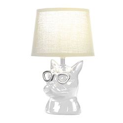 Светильник декоративный настольный МОБИ "Бульдог", с цоколем Е14, 40Вт, цвет белый REXANT 603-1017