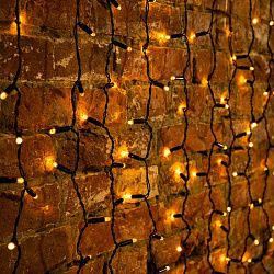 Гирлянда Светодиодный Дождь 2х3м, эффект мерцания, черный провод, 230 В, диоды ЖЁЛТЫЕ (шнур питания 235-205