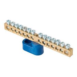 Шина "0" N (6x9мм) 14 отв. латунь синий угловой изолятор EKF sn0-63-14-1