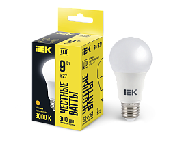 Лампа светодиодная A60 груша 9Вт 230В 3000К E27 IEK LLE-A60-9-230-30-E27