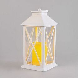 Декоративный фонарь со свечой 14x14x29 см, белый корпус, теплый белый цвет свечения NEON-NIGHT 513-046