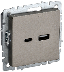 BRITE Розетка USB A+C 18Вт РЮ11-1-БрШ шампань IEK BR-U22-018-K37