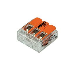 221-413 Универсальная компактная клемма 3-контактная до 4,0 мм² (50 шт/уп) WAGO 07-5163