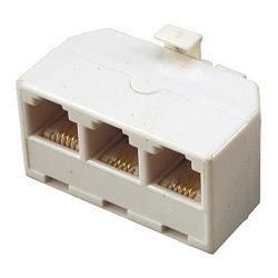 Тройник телефонный RJ-14 (6P4C) (штекер - 3 гнезда) REXANT 03-0041