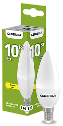 Лампа светодиодная C35 свеча 10Вт 230В 3000К E14 GENERICA LL-C35-10-230-30-E14-G