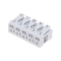 Клемма пружинная соединительная КСП 5-полюсная с монтажными ножками (50 шт./уп.) REXANT 07-6217-1