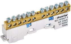 TEKFOR Шина N "ноль" изолированная на универсальном держателе 6х9-12-С IEK TF-NN10-12-KL-K07