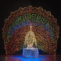 Декоративная 3D Павлин с раскрытым хвостом 200 см 501-575