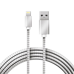 Кабель USB-A – Lightning для Apple, 2A, 1м, в матовой стальной оплетке REXANT 18-7057