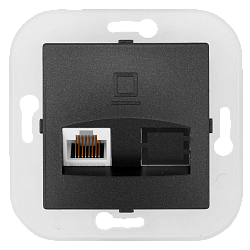 Розетка компьютерная скрытой установки (полимерный суппорт) РК18-013 графит 11548BY