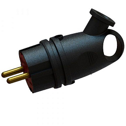 Вилка переносная угловая с кольцом каучук В 16-003 (черный) с заземлением ВЭТП0008