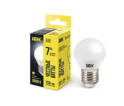 Лампа светодиодная G45 шар 7Вт 230В 3000К E27 IEK LLE-G45-7-230-30-E27