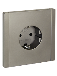 FORTE&PIANO Розетка 1-местная с заземлением с защитными шторками винтовое крепление 16А FP515 сталь IEK FP-R14-16-K46