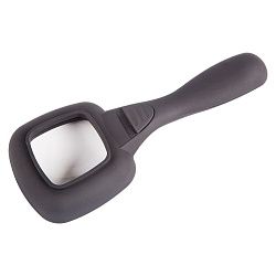 Лупа ручная, увеличение 4х, квадратная 50х40мм, с подсветкой 6LED, черная REXANT 12-0406