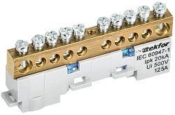 TEKFOR Шина N "ноль" неизолированная на универсальном держателе 8х12-10-С IEK TF-NN20-10-DL-K07