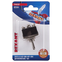 Тумблер 250V 6А (6c) (ON)-OFF-(ON) двухполюсный  (KN-223)  REXANT (в упак. 1шт.) 06-0329-B