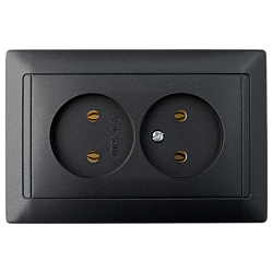 Розетка штепсельная двухместная скрытой установки РС16-307 графит 10386BY