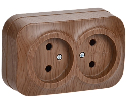 GLORY Розетка 2-местная для открытой установки без заземления без защитных шторок 10А РС22-2-ХД дуб IEK ERH20-K24-10