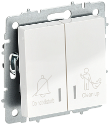 BRITE Выключатель 2-клавишный с индикацией для отелей 10А ВС10-2-9-БрБ белый IEK BR-V20-2-10-K01