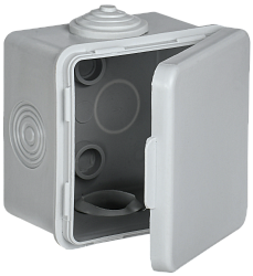 Коробка распаячная КМ для открытой проводки с откидной крышкой 65х65х50мм IP54 4 гермоввода (7035) GENERICA UKO31-065-065-050-K03-54