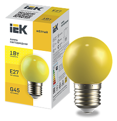 LIGHTING Лампа светодиодная декоративная G45 шар 1Вт 230В желтый E27 IEK LLE-G45-1-230-Y-E27