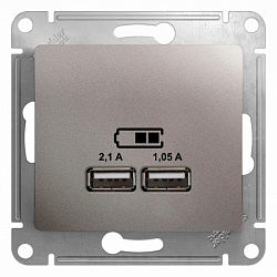 Розетка USB 2-м СП Glossa тип A+A 5В/2100мА 2х5В/1050мА механизм платина SE GSL001233 504580