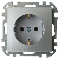 Розетка штепсельная с заземляющим контактом скрытой установки РС16-525 серебро 6016BY