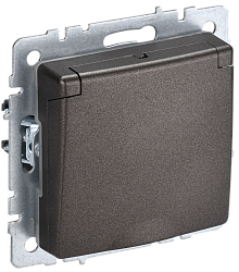 BRITE Розетка 1-местная с заземлением с защитными шторками и крышкой 16А IP20 РСбш10-3-БрТБ темная бронза IEK BR-R16-16-K45
