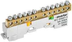 TEKFOR Шина PE "земля" неизолированная на универсальном держателе 6х9-12-Ж IEK TF-NN10-12-DL-K05