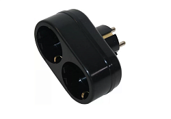 Сетевой разветвитель 2 гн. с/з, 16 А, 2T2 черный, в индивидуальной упаковке 2Т2 чёр. И.У.