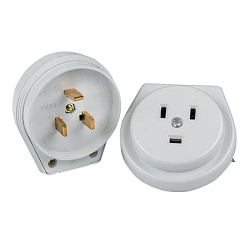 Разъем РШ-ВШ 32А 250В 2P+PE СУ пластиковый бел. EKF AS-250-H-02