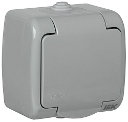 AQUATIC Розетка 1-местная с заземлением и крышкой для открытой установки 16А IP54 РСш12-2-А IEK ERA12-K03-16-54