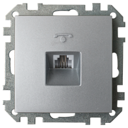 Розетка телефонная четырехконтактная скрытой установки ТР4-037 серебро 6036BY