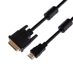 Шнур HDMI - DVI-D, 3м, Gold, с фильтрами REXANT 17-6305