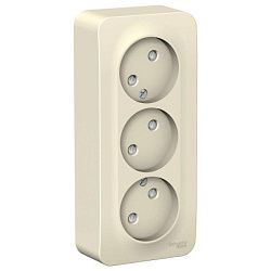 Розетка 3-м ОП Blanca 16А IP20 250В без заземл. защ. шторки с изолир. пластиной молоч. SE BLNRA001312 1210517