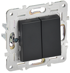 SKANDY Выключатель 2-клавишный проходной 10А SK-V05Bl черный IEK SK-V22-0-10-K02