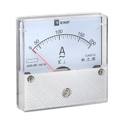 AMA-801 аналоговый на панель (80х80) круглый вырез 200А трансф. подкл. EKF ama-801-200