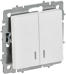 BRITE Выключатель 2-клавишный с индикацией 10А ВС10-2-1-БрАБ арктический белый IEK BR-V20-1-10-K91
