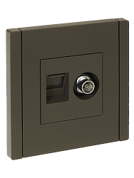 FORTE&PIANO Розетка двойная TV+RJ45 кат.5E FP336 серый IEK FP-AK20-1-K03