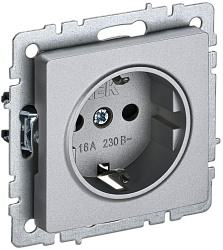 BRITE Розетка 1-местная с заземлением без защитных шторок 16А РС11-1-0-БрА алюминий IEK BR-R11-16-K47