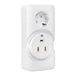 Розетка двойная (РШ/евро) 32А/16A 250В 2P+PE бел. EKF AS-250-32/16-O