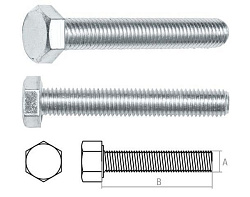 Болт М6х14 мм шестигр., цинк, кл.пр. 5.8, DIN 933 (300 шт в карт. уп.) STARFIX SMC1-13467-300