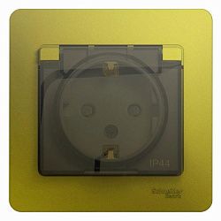 Розетка 1-м СП Glossa 16А IP44 250В с заземл. защ. шторки с крышкой в сборе фисташк. SE GSL001048 454434