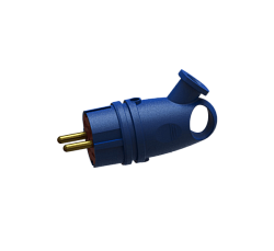 Вилка переносная угловая с кольцом каучук В 16-003 (синий) с заземлением ВЭТП0010