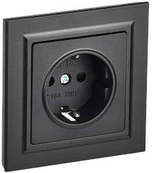 BRITE Розетка 1-местная с заземлением с защитными шторками 16А в сборе РСР14-1-0-БрЧ черный IEK BR-R14-16-K02-F